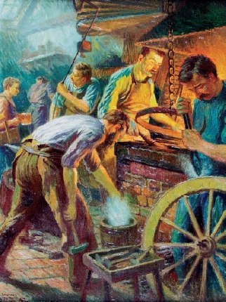 Johannes Lippmann - Sechs Arbeiter in der Schmiede