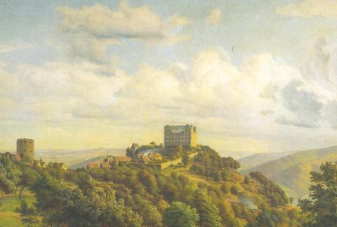Blick auf Lichtenberg -Ausschnitt- Öl auf Leinwand von August Lucas 1858
