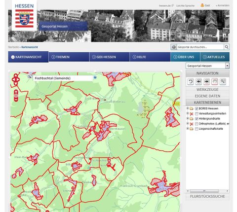 Screenshot vom Bodenrichtwertinformationssystem 'BORIS'