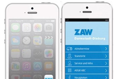 Foto vom Smartphone mit Symbol für die App (Foto: ZAW-online.de)