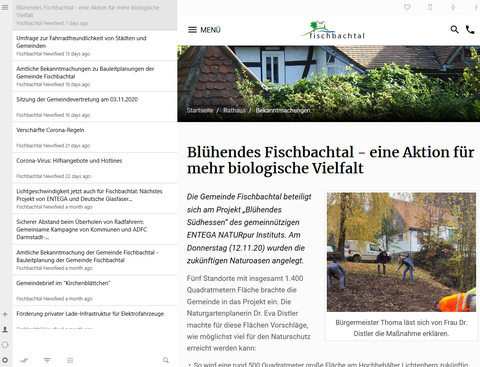 Screenshot von einem RSS-Feed-Reader